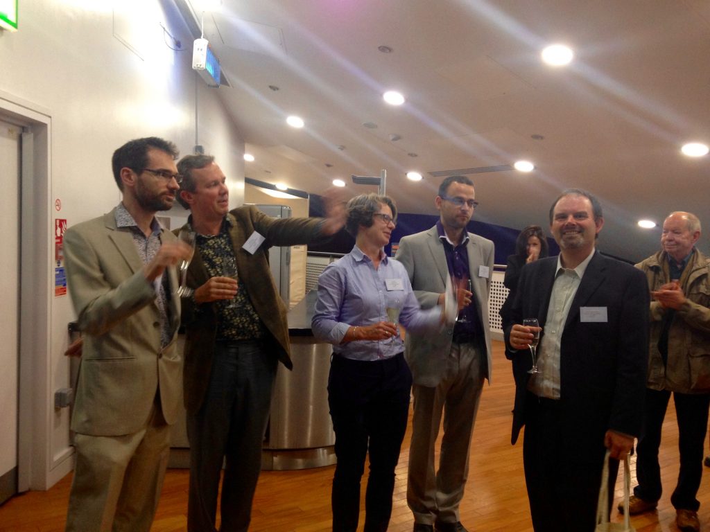 The fantastic Hull conference team (L to R: Richard Meek, Jason Lawrence, Ann Kaegi, Pavel Drabek) and former chari of the BSA, Stuart Hampton-Reeves at The Deep for the conference dinner.