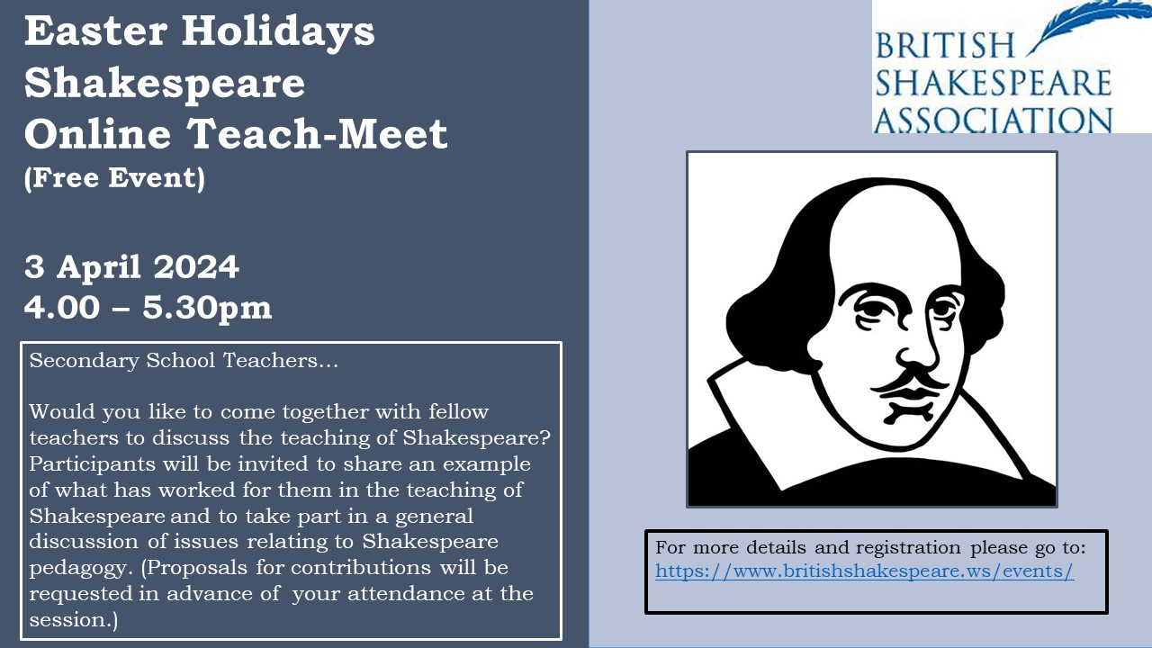 Easter Holidays Shakespeare Online Teach-Meet